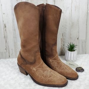 Dr. Scholl's Lasso Leather Suede Boots Tan Size 9